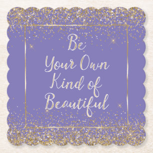 Girly Lila Guld Glitter Vackert citat Underlägg Papper