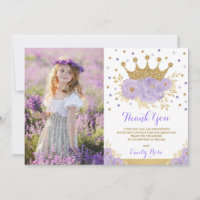 Girly Lila Guld Princess Krona Birthday Photo