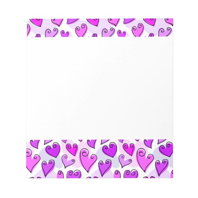 Girly Lila Hearts Cute Romantic Valentines day Anteckningsblock (Framsida)