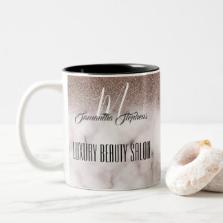 Girly Lila MarLED Glittery Luxury Beauty Salon Två-Tonad Mugg