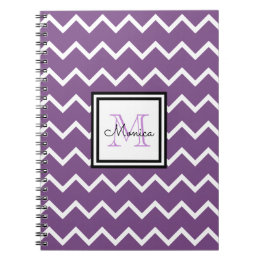Girly Lila Namn Monogram Chevron Anteckningsbok