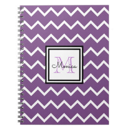 Girly Lila Namn Monogram Chevron Anteckningsbok