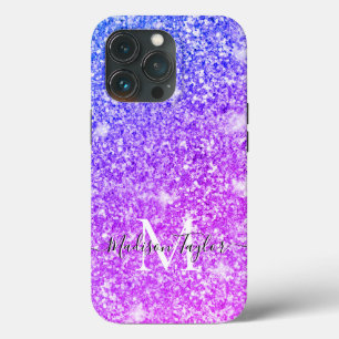 Girly Lila och Rosa Glitter Monogram Namn