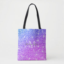 Girly Lila och Rosa Glitter Monogram Namn Tygkasse
