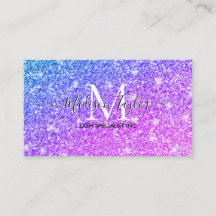 Girly Lila och Rosa Glitter Monogram Namn