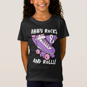 Girly Lila Roller Skate Namn 8th Birthday T Shirt