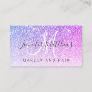 Girly Lila Rosa Glitter Makeup Artist Hair Salon Visitkort