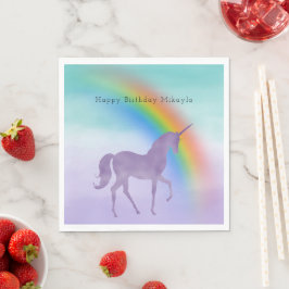 Girly Lila Unicorn Rainbow Personlig Pappersservett