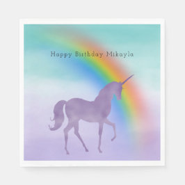 Girly Lila Unicorn Rainbow Personlig Pappersservett
