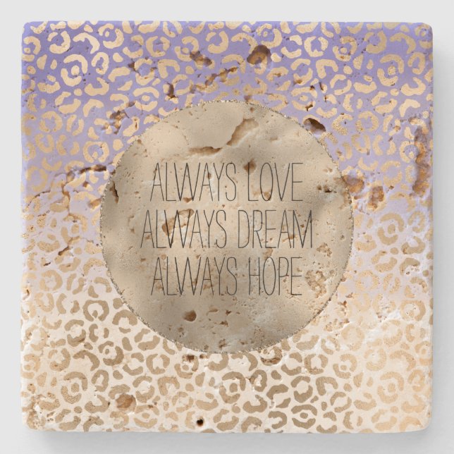 Girly Lila White Guld Ombre Leopard Stenunderlägg (Framsidan)