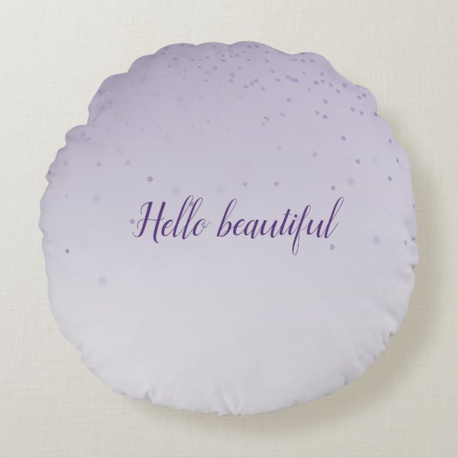 Girly Lilac Lila Confetti Glam Ombre Rund Kudde (Framsidan)