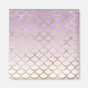 Girly Lilac Lila Guld Sjöjungfru Glitter Sparkles Magnet