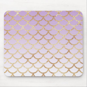 Girly Lilac Lila Guld Sjöjungfru Glitter Sparkles Musmatta