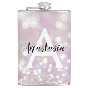 Girly Lilac Shimmer Glitter Sparkles Monogram Namn Fickplunta