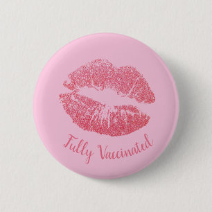 Girly Lipstick Kiss Rosa Söt Vaccinerad Knapp