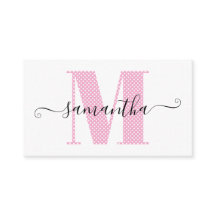 Girly Ljus rosa och White Polka Dot Monogram
