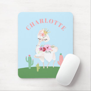 Girly Llama Blommigt Cactus Musmatta