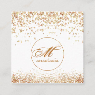 Girly Luxury Golden Brownish Glitter Beauty Salon Fyrkantigt Visitkort