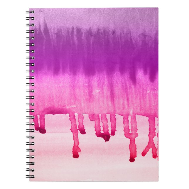 Girly Magenta Lila Watercolor Ombre Anteckningsbok (Framsidan)