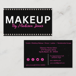 Girly Makeup Artist Black White-Affärskort Visitkort