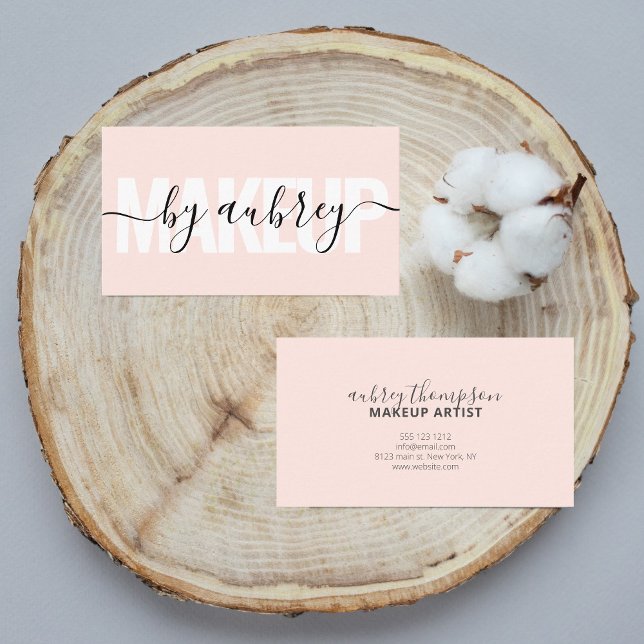 Girly Makeup Calligraphy Fold  Rosa Visitkort (Skapare uppladdad)