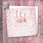 Girly Marble Glitter Ro Guld Blommigt Sweet 16th I<br><div class="desc">Elegant 16:e Födelsedagsfesten Ro Blommigt Marble Glitter Confetti inbjudningsmall. Med en modern blomma arrangemang.</div>