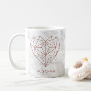 Girly Marble och Ro Gold Foil Geometric Heart Kaffemugg