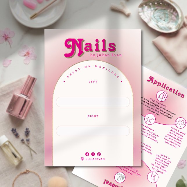 Girly Milky Pink Ombre Press On Nail Display Card Tack Kort (Girly Milky Pink Ombre Press On Nail Display Card)