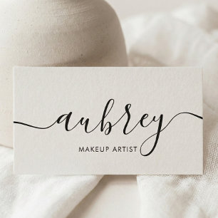 Girly Minimalist Calligraphy White Visitkort