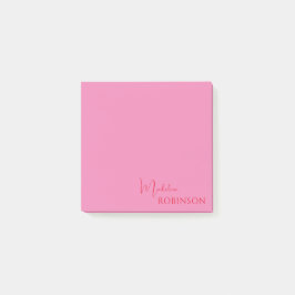 Girly minimalist Rosa Red Monogram Post-it Block
