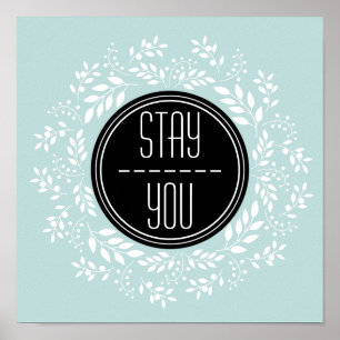 Girly Mint Blue Blommigt Wandeational Inspirationa Poster