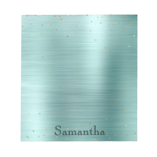 Girly Mint Glam Guld Gnistra Lila Confetti Anteckningsblock (Framsida)