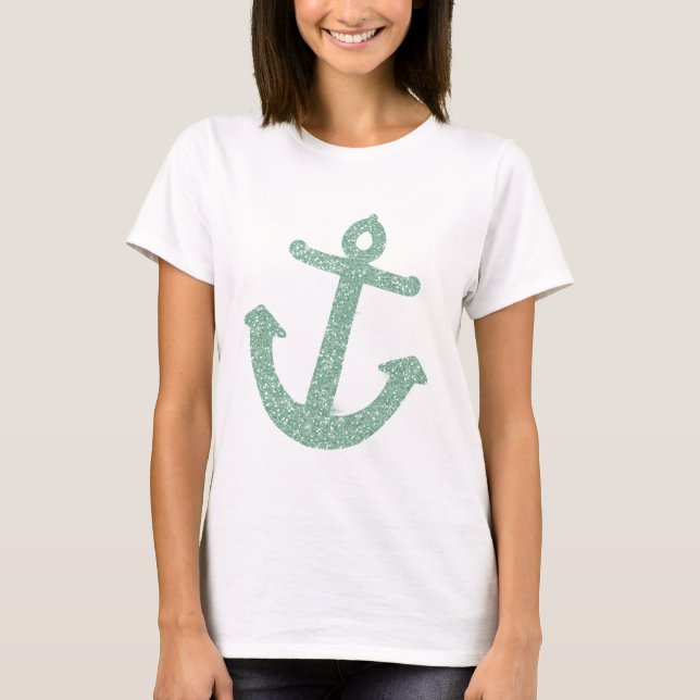 Girly Mint Glitter Anchor Tröja (Framsida)