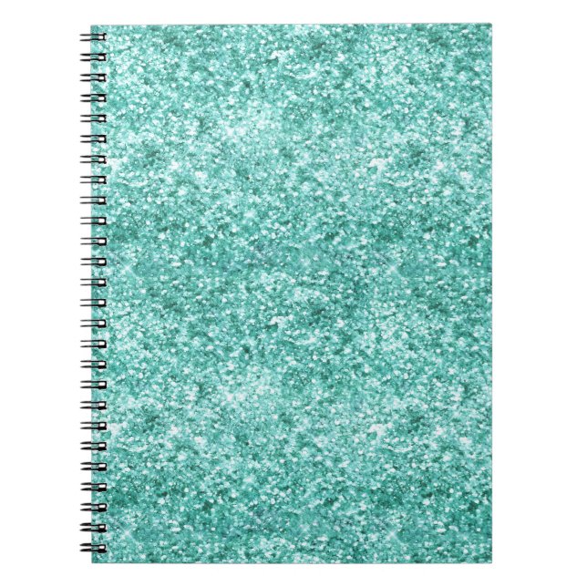 Girly Mint Glitter Confetti Anteckningsbok (Framsidan)