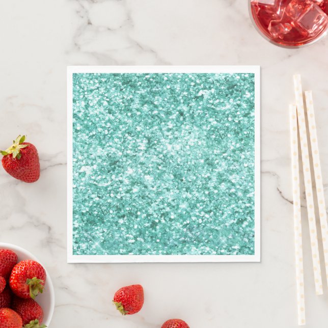 Girly Mint Glitter Confetti Pappersservett (Insitu)