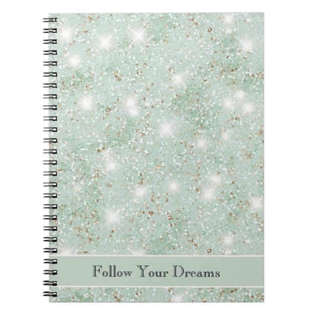 Girly Mint Glitter Dreams Anteckningsbok (Framsidan)