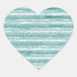 Girly Mint Glitter Glam Rand (bild av glitter) Hjärtformat Klistermärke