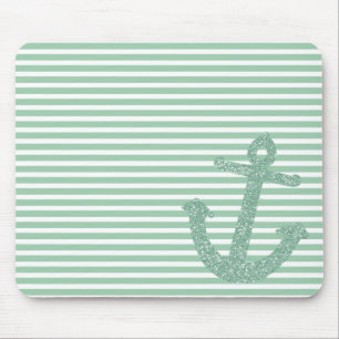 Girly Mint Glitter Nautical Anchor Musmatta