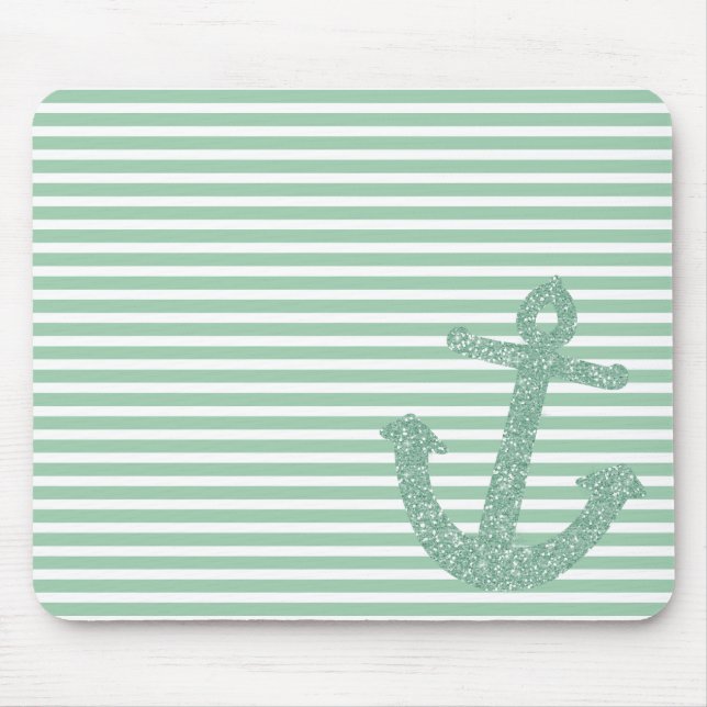 Girly Mint Glitter Nautical Anchor Musmatta (Framsidan)