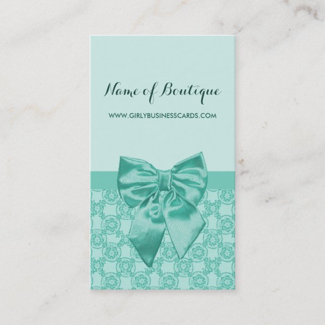 Girly Mint Grönt Snöre Mönster Feminine Ribbon Visitkort (Framsida)