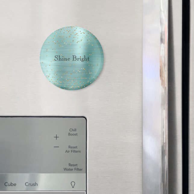Girly Mint Guld Glam Gnistra Confetti Magnet (In Situ (Fridge))