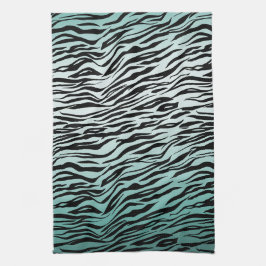 Girly Mint Ombre Black Zebra tryck Kökshandduk