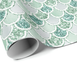 Girly Mint Pearl Sjöjungfru Glitter Presentpapper
