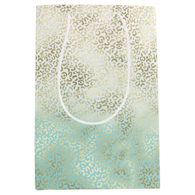 Girly Mint Watercolor Ombre Guld Leopard Skriv ut (Framsidan)