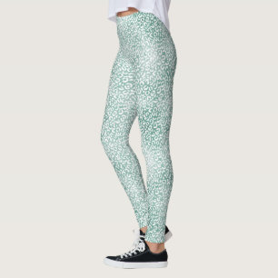 Girly Mint White Leopard Skriv ut Leggings