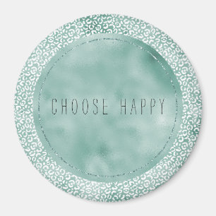 Girly Mint White Leopard Skriv ut Magnet