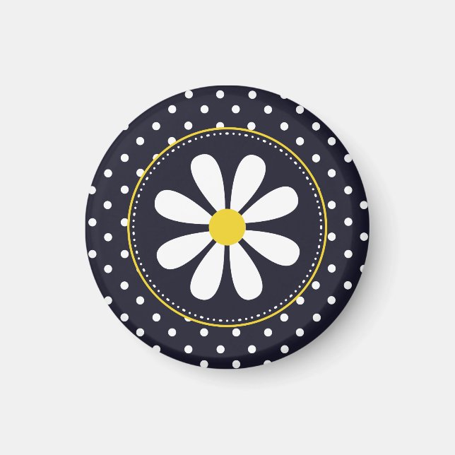 Girly Mod Daisy och Polka dots Magnet (Framsidan)