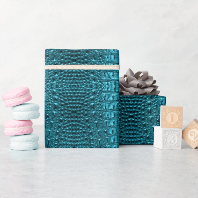 girly mode turkos blue Alligator Leather Presentpapper (Baby Shower)