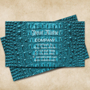girly mode turkos blue Alligator Leather Visitkort