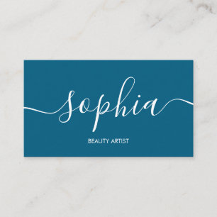 Girly Modern Calligraphy Blue-Affärskort Visitkort